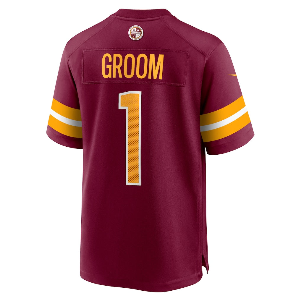 Kieara W.Commanders #1 Groom Burgundy Game Jersey