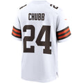 Kieara C.Browns #24 Nick Chubb White Game Jersey