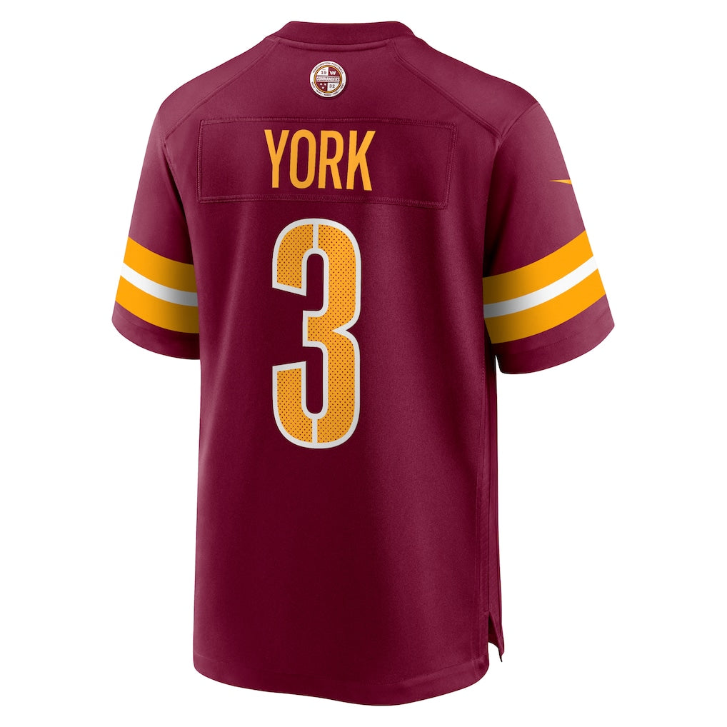Kieara W.Commanders #3 Cade York Burgundy Game Jersey