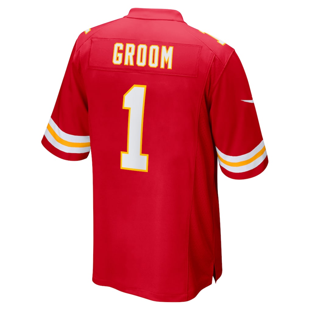Kieara KC.Chiefs #1 Groom Red Game Jersey